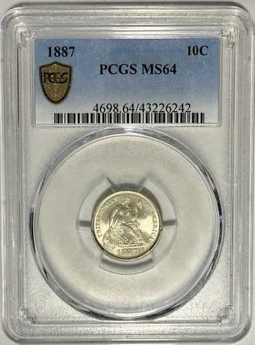 1887年 自由の女神像 シルバーダイム PCGS MS64 ??輝く白い光??｜WORLD RESOURCE【QUEEN店】