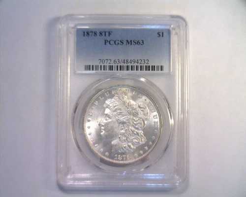 1878年 8TF モーガン シルバードル PCGS MS63 新品 オリジナルコイン ボブズコイン 迅速発送