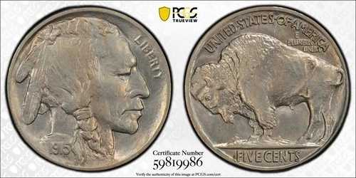 1915年 P バッファローニッケル PCGS MS-65