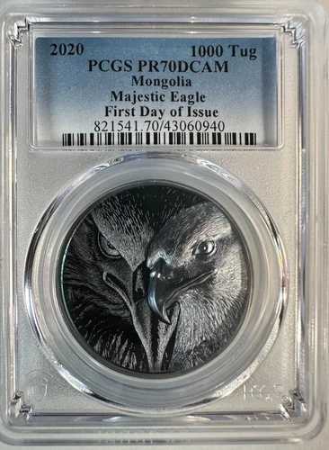 2020年 1000タグ 2オンス マジェスティック シルバー イーグル ブラック 初日発行 PCGS PR70DCAM