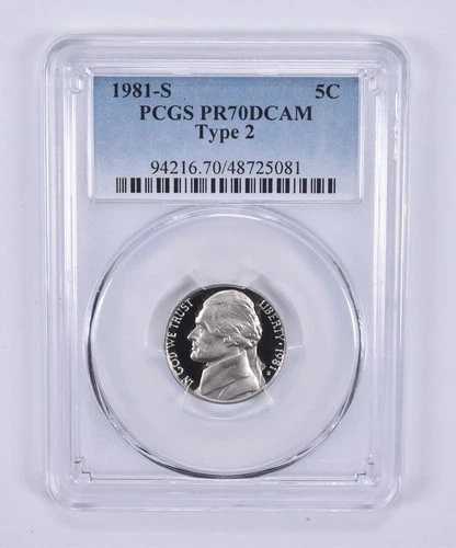 1981-S ジェファーソンニッケル タイプ2 PR70 DCAM PCGS ブルーラベル 133,100円