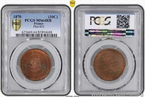 M7662 トップ ポップ 10 サンタイム バルーン 敗北 ナポレオン 3 世 パリ包囲 1870 PCGS MS64-