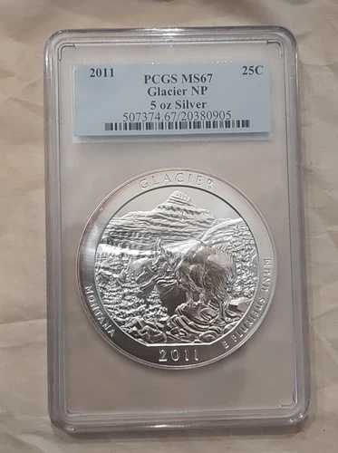 2011 5オンス .999 シルバー ATB グレイシャー PCGS MS67 アメリカン 美しいMS67