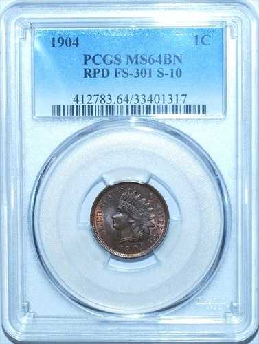 1904年 インディアンセント RPD FS-301 S-10 MS64 BN PCGS｜WORLD RESOURCE【QUEEN店】