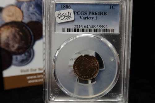 1886年製インディアンヘッド・スモールセント。バラエティI。PCGSグレードPR64 RB。店舗番号08507|WORLD RESOURCE【QUEEN店】