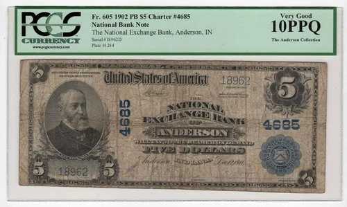 PCGS VG 10PPQ インディアナ州アンダーソンのナショナル・エクスチェンジ・バンク Ch. 4685|WORLD RESOURCE【QUEEN店】