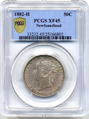 1882-H ニューファンドランド 50セント - 極上品、PCGS EF45|WORLD RESOURCE【QUEEN店】