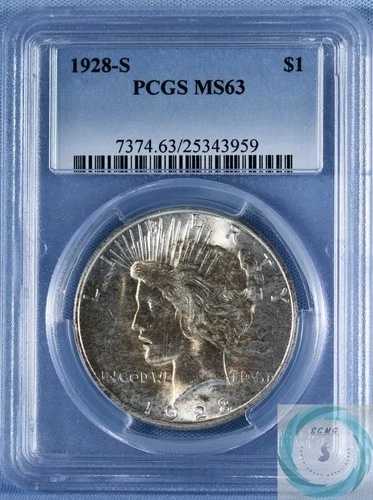1928-S ピースダラー PCGS MS63 - ブリリアントラセットゴールド＆マホガニー