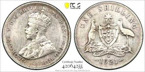 オーストラリア 1921 * スターシリング キーデート ローミント ハイグレード PCGS レア #05