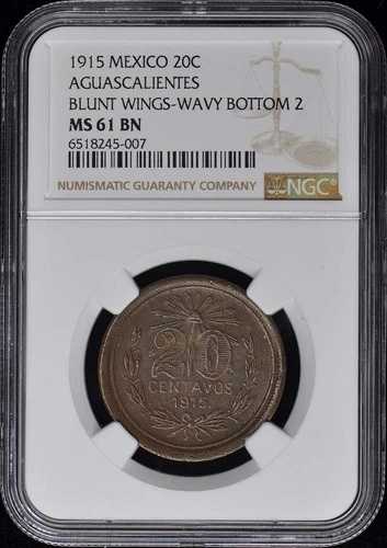 1915 メキシコ アグアスカリエンテス 20C NGC MS61BN|WORLD RESOURCE【QUEEN店】