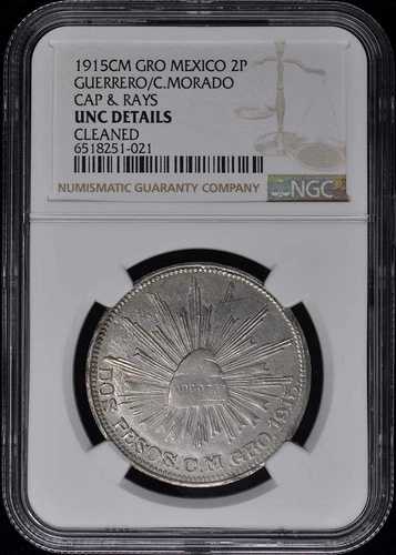 1915CM グロ メキシコ ゲレーロ/C.モラド 2P NGC UNC 詳細