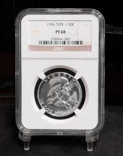1956年フランクリンハーフダラー - タイプ1 - NGC PF68 (#50916-L)