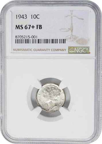 1943年 マーキュリーダイム 10セント MS67+ FB NGC 950897-3｜WORLD RESOURCE【QUEEN店】
