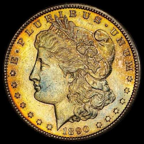 1890-CC $1 AU55 トーン モルガン銀貨 - PCGS ゴールドシールド - 美しいトーン
