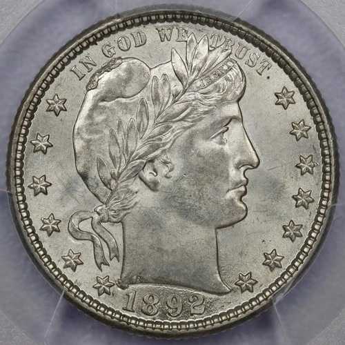 1892-O 25セント・バーバー・クォーター - PCGS MS 63