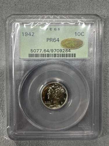 ?? 1942年 マーキュリーダイム プルーフ PCGS OGH & ゴールド CAC PR64?? 新価格??