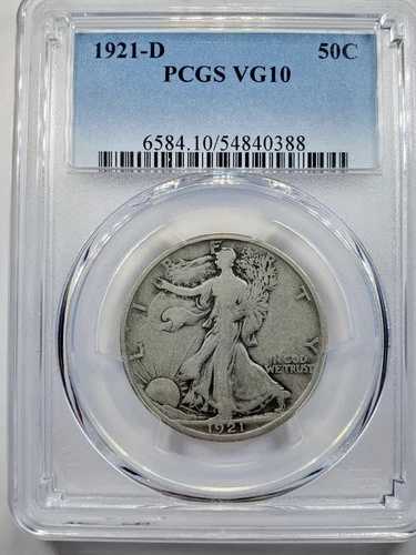 1921-D ウォーキング・リバティ ハーフダラー PCGS VG10 キーデート