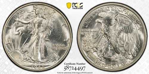 1942-S PCGS MS66 ウォーキングブラスト ホワイト-