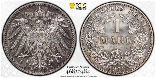 1910年 Eマーク ドイツ帝国 J-17 PCGS MS63 銀貨