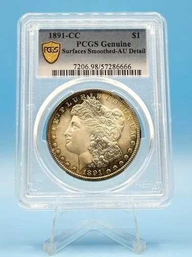 1891-CC カーソンシティ モーガン シルバー ダラー PCGS 純正 AU 詳細 トナー!!!