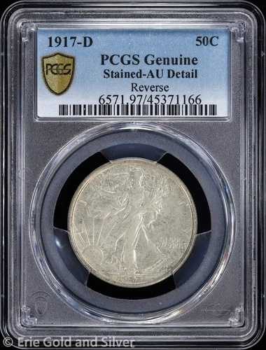 1917-D 50セント ウォーキング・リバティ・ハーフダラー PCGS 正規 AU 詳細 | 裏面