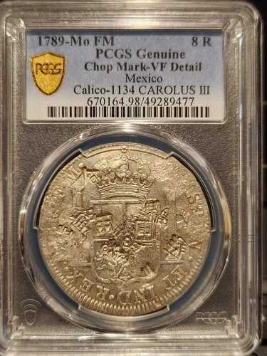 1879-Mo FM 8 レアル メキシコ CAROLUS III 重商人 チョップマーク PCGS VF-Detail