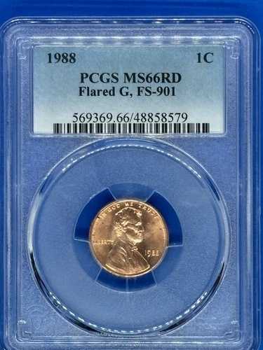 1988年 1C PCGS MS66RD フレアG、FS-901