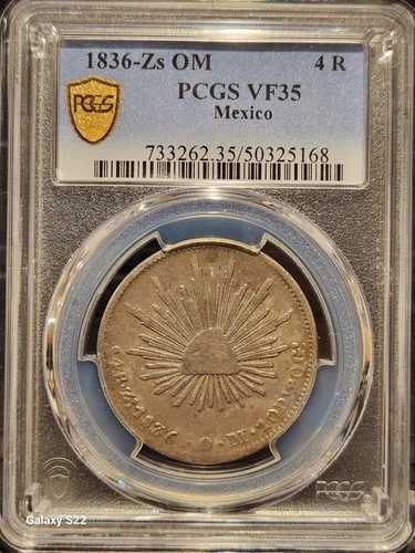 1836-Zs OM シルバー 4 Reales サカテカス、メキシコ造幣局 PCGS VF35 (人口 1/0)