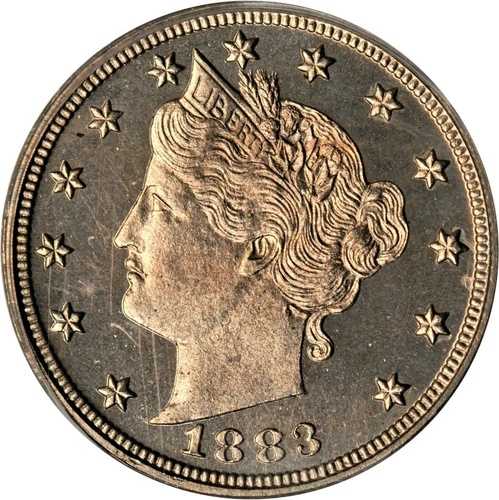 1883年リバティ・ニッケル。セントなし。プルーフ65（PCGS）。