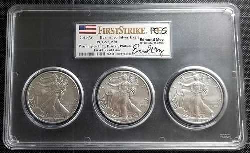 2019 W バーニッシュド アメリカン シルバー イーグル PCGS SP70 FS FDOI エドマンド モイ 1/100 POP 149,050円