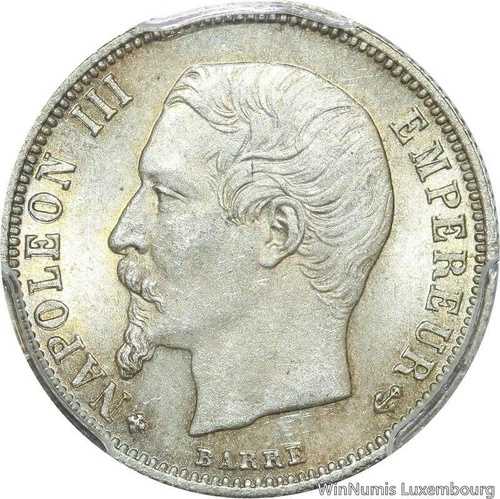 S7953 トップ ポップ フランス 50 サンタイム ナポレオン 3 世 1860 BB ストラスブール PCGS MS64 FDC