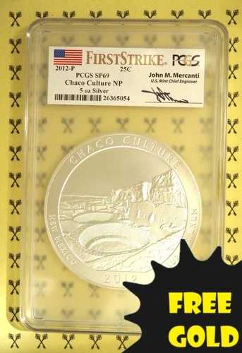 2012-P チャコ 5オンス シルバー クォーター PCGS SP 69 FS メルカンティ 1/2ゴールドバック無料*