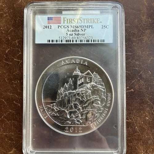 2012年 アカディア メイン アメリカ ビューティフル ATB 5オンス シルバー PCGS MS69 DMPL