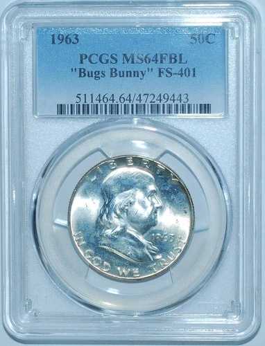 1963年 PCGS MS64FBL FS-401 バッグス・バニー クラッシュ フルベルライン フランクリン ハーフダラー｜WORLD RESOURCE【QUEEN店】