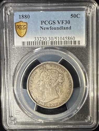 1880年 ニューファンドランド 50セント 50C 銀貨 - PCGS VF30 A11