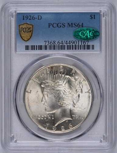 1926-D 1ドル ピースダラー PCGS MS64 CAC