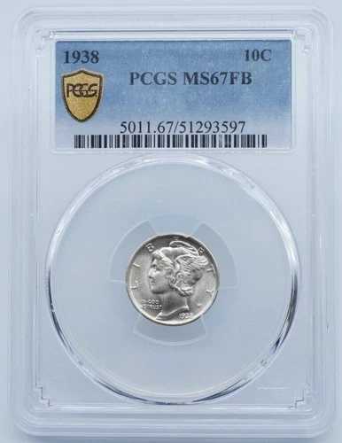1938年 Sマーキュリー 10セントダイム PCGS MS67FB - U1026