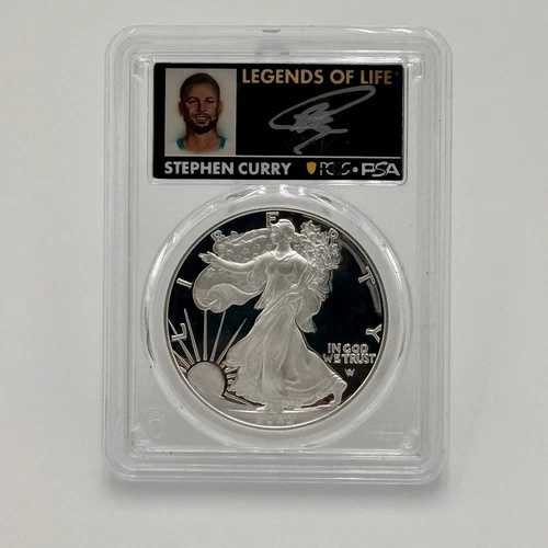 2023 W $1 シルバーイーグル 直筆サイン入り ステフィン・カリー PCGS PR70DCAM 初日発行