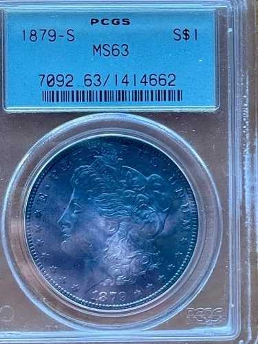鮮やかな深紫色 1879-S $1 PCGS MS63 モルガン・ダラー