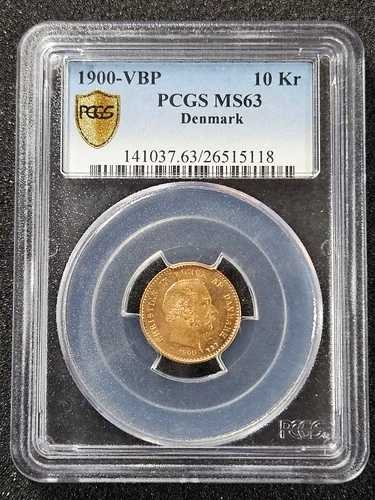 ?? 1900 VBP 10 クローネ - デンマーク金貨 - PCGS グレード MS63