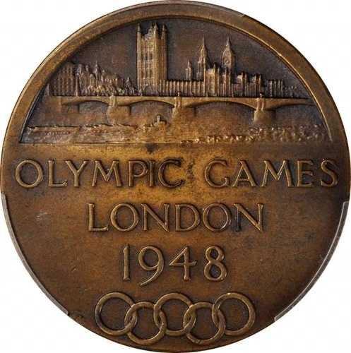 1948年ロンドンオリンピック 大型ブロンズ参加メダル PCGS MS63 ゴールドシールド