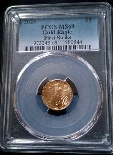 2025 5ドル ゴールド イーグル ファースト ストライク MS69 PCGS 1/10オンス ゴールド イーグル U.S.A.!!