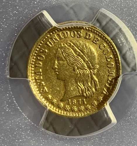 1871年 コロンビア 2ペソ金貨 メデリン PCGS AU