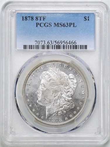 1878年 8TF $1 モルガン銀貨 MS63PL PCGS 56956466