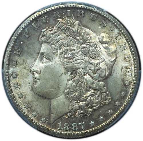 1887-S モーガン ダラー MS64 PCGS - 美しいオールオリジナル トーンのキー デート!