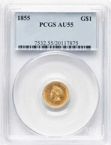 1855年 タイプ2金貨 1ドル PCGS AU 55