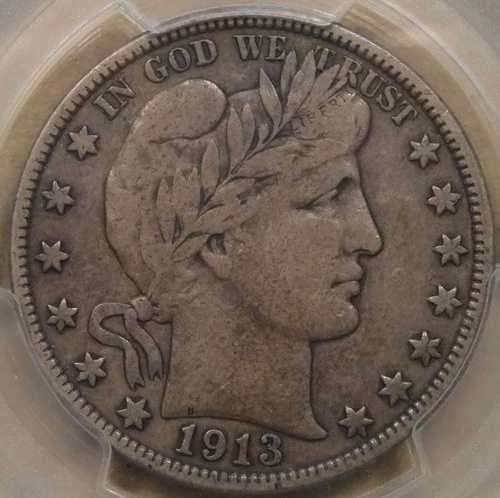 1913年 バーバー ハーフドル 50セント PCGS認定 VF25