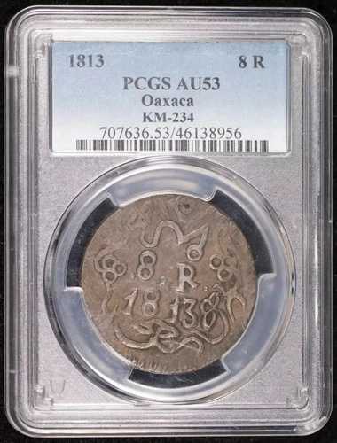 1813年 メキシコ 銅貨 8レアル PCGS AU-53 BN KM-234