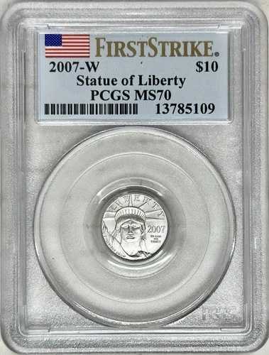 2007年 W $10 プラチナ アメリカンイーグル 自由の女神像 PCGS MS70 ファーストストライク