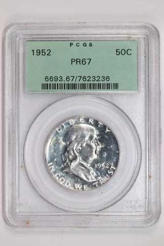 1952 年 プルーフ フランクリン ハーフ ドル PCGS PR67 OGH - 非常に良好!
